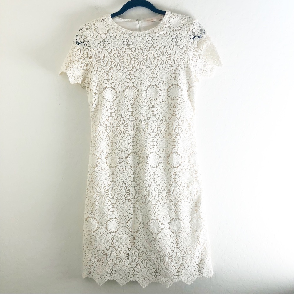 Tory Burch Trixy Crochet Lace Dress in Ivory size Extra Small